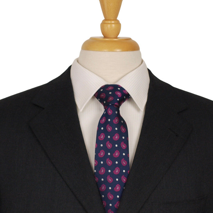 Navy And Pink Silk Tie