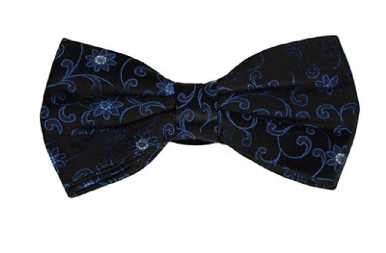 Black Bow Tie With Floral Design