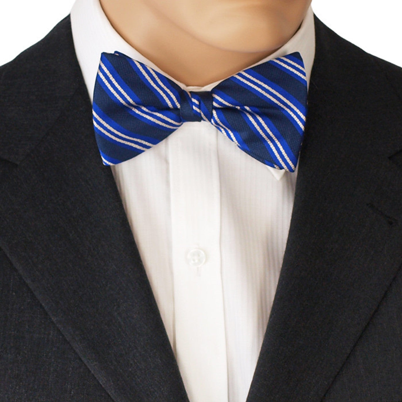 Blue Striped Bow Tie