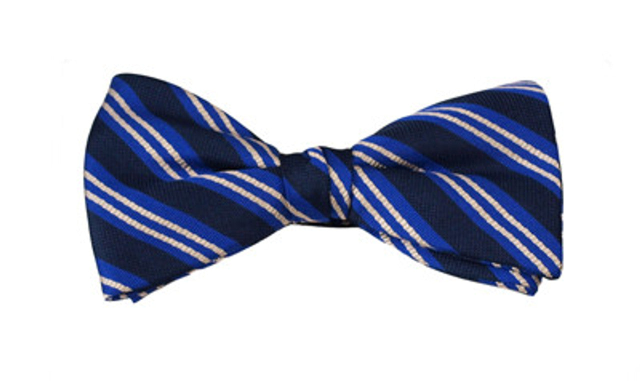 Navy Blue Striped  Bow Tie