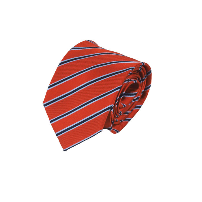 Striped Orange Silk Tie