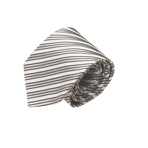 Silver striped silk tie