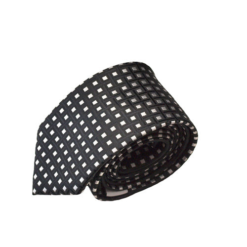 Black necktie with silver squares