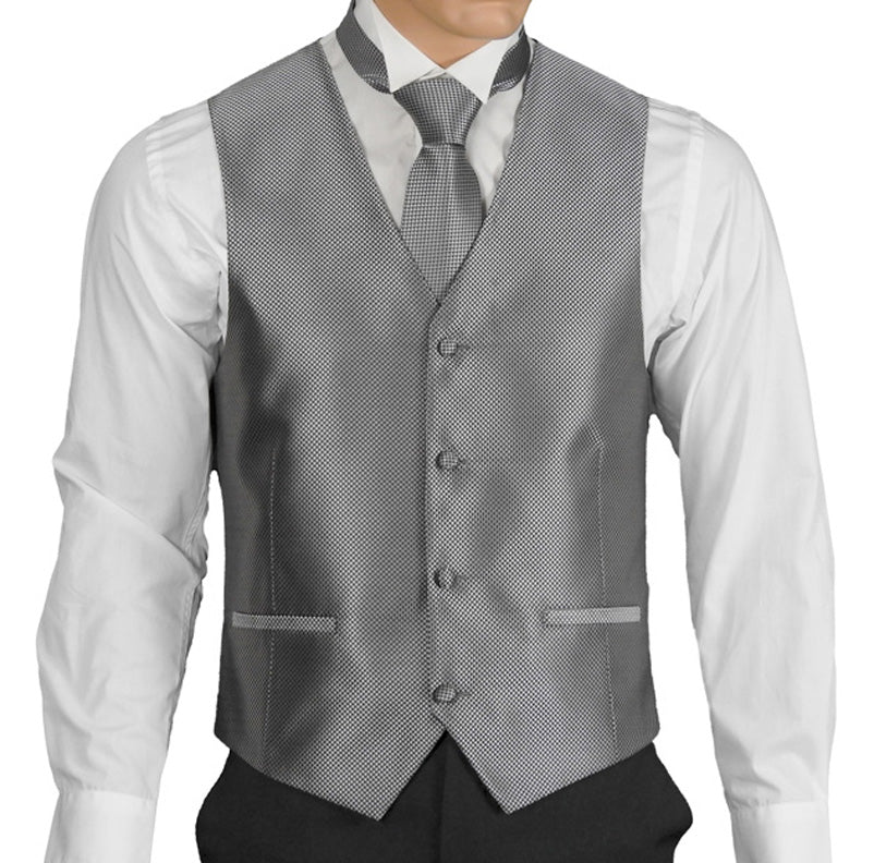 Silver Checked Vest – Mens Formal